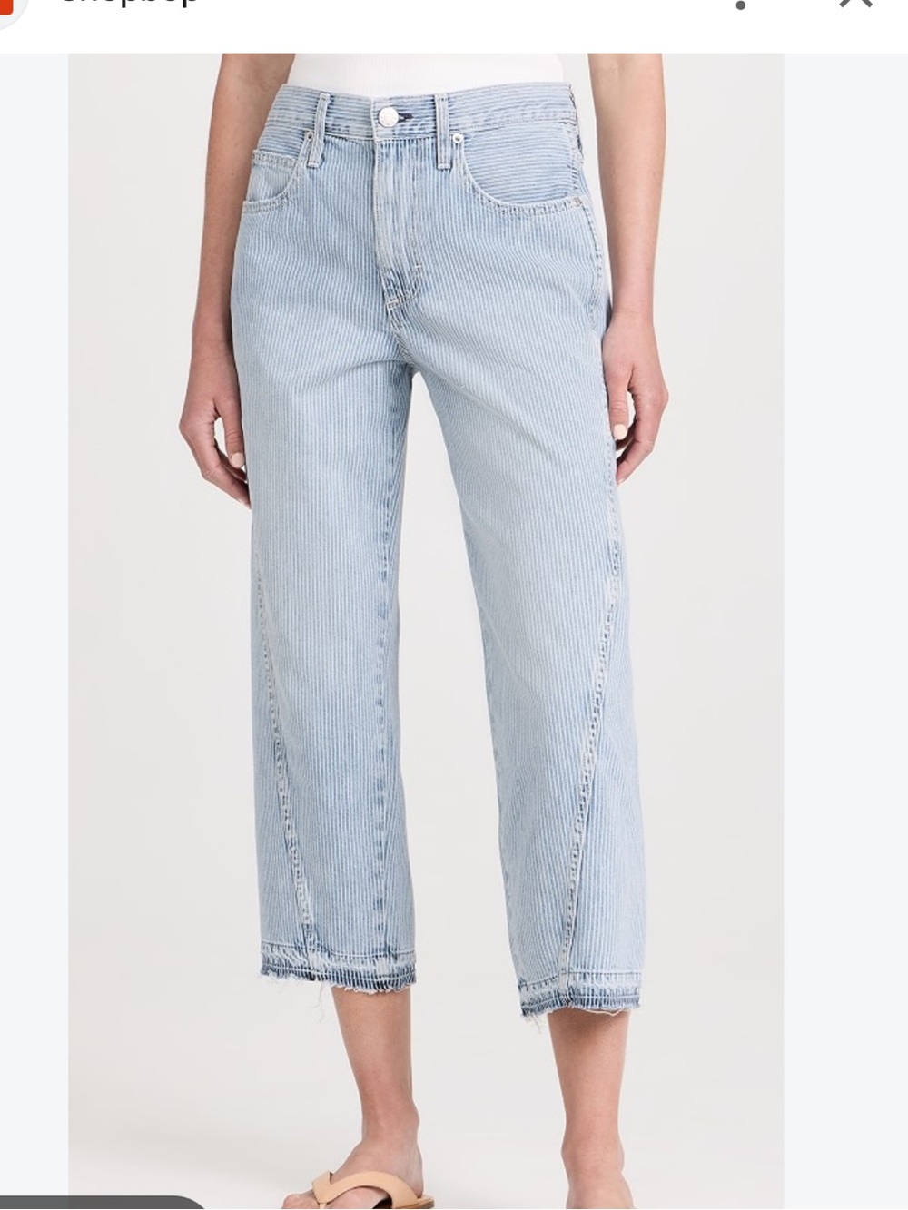 AMO maria pants with let down hem in denim railroad stripe 27